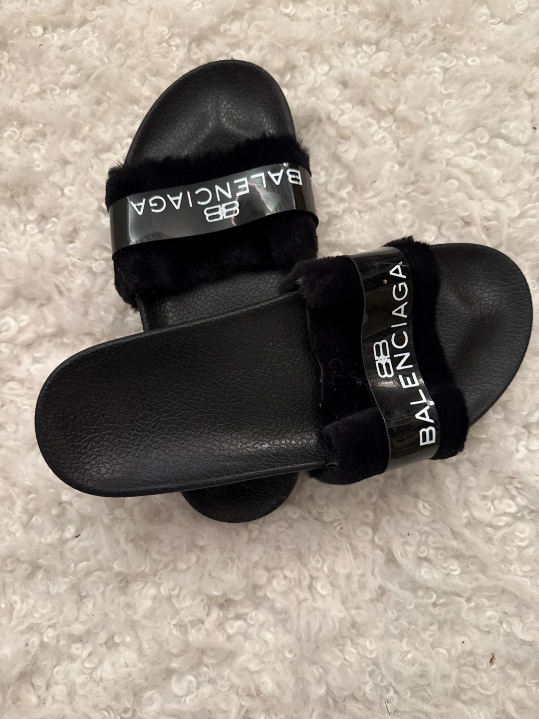 Balenciaga Black Fur Slides - Size 41 - photo 2
