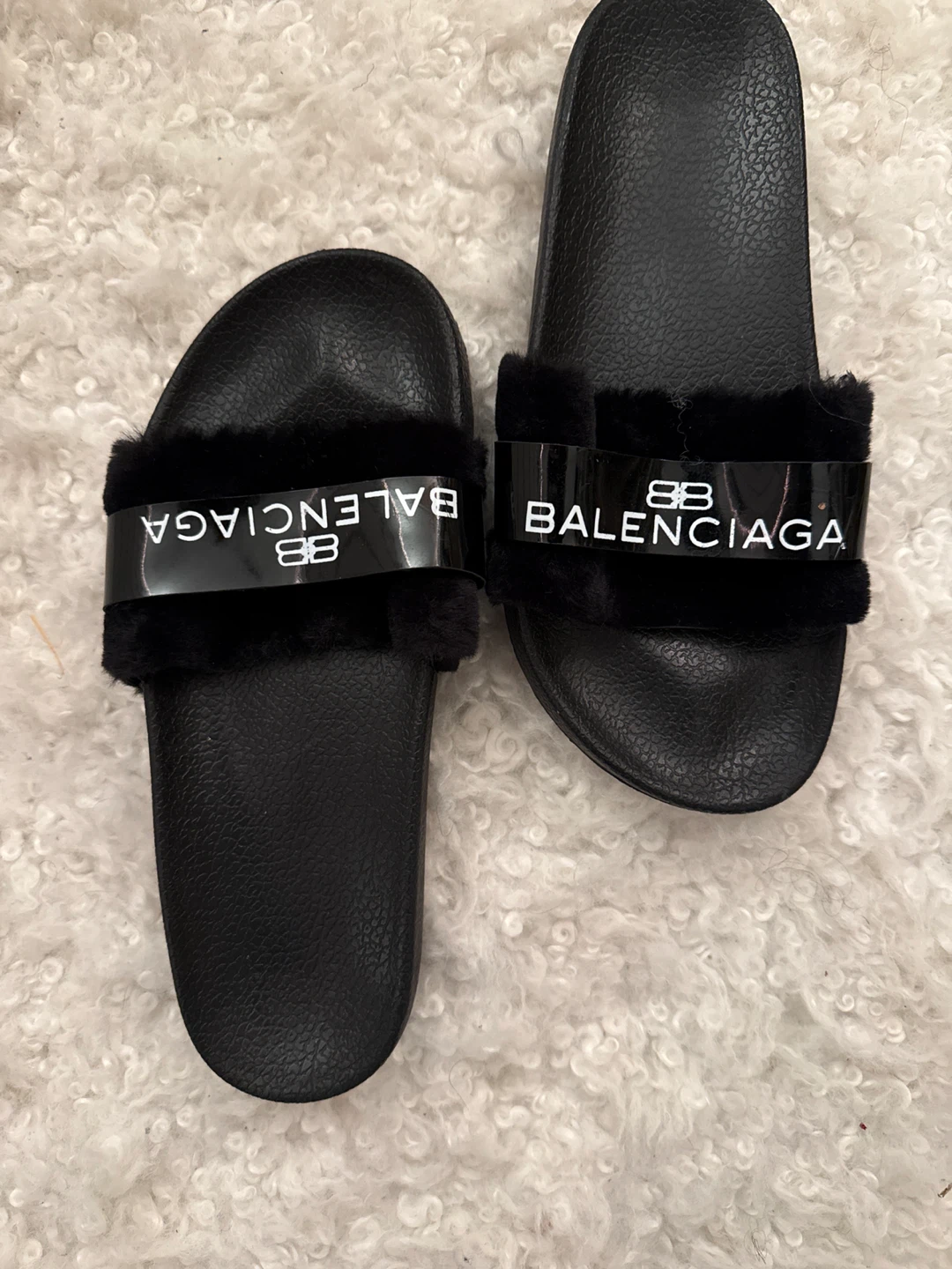 Balenciaga Black Fur Slides - Size 41 - photo 4