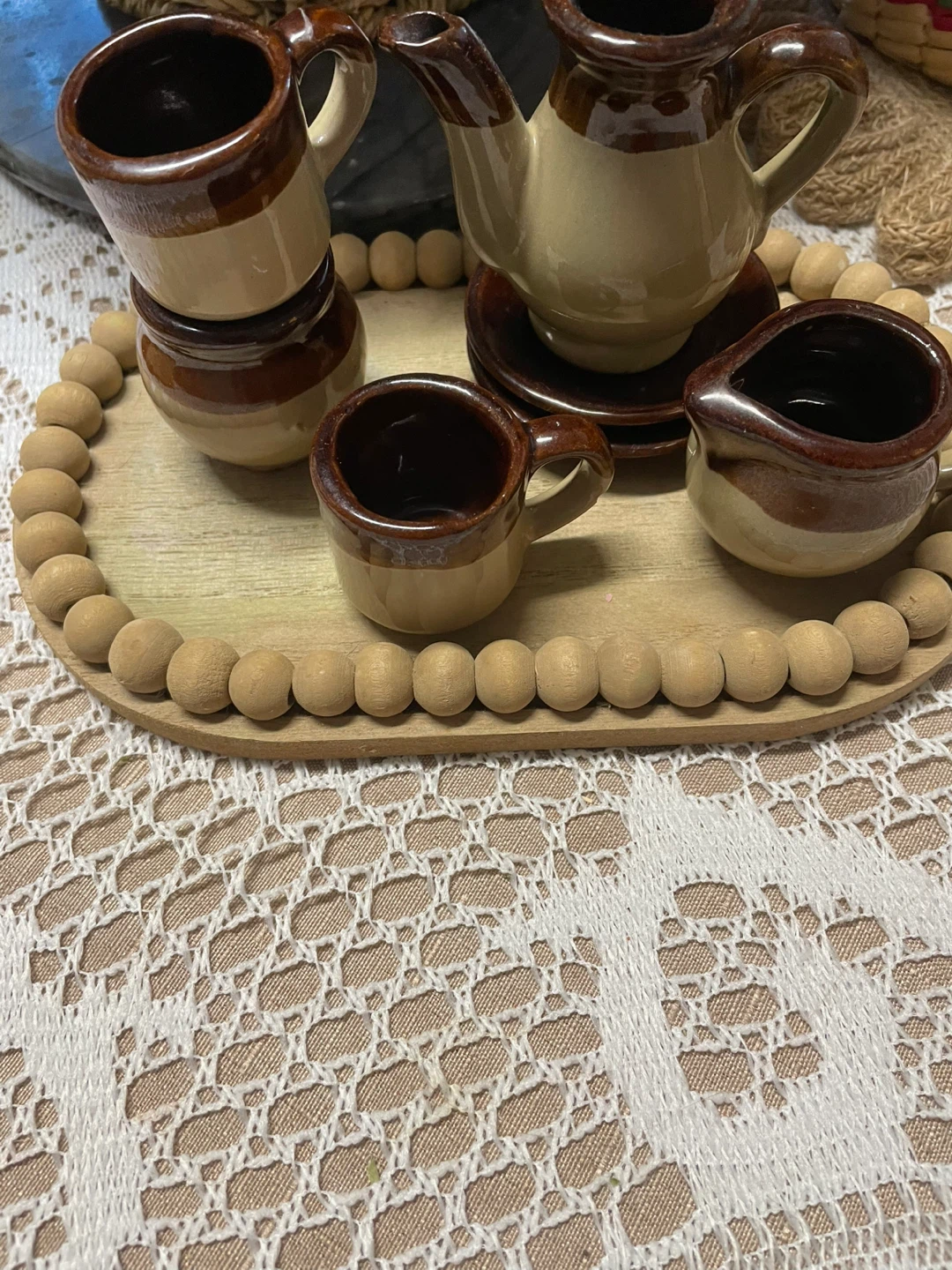 Mexican clay Miniature Tea Set with Tray - photo 2