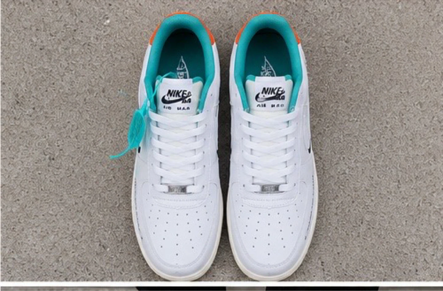 🔥Nike Air Force 1 Low White Teal Orange Sneakers🔥