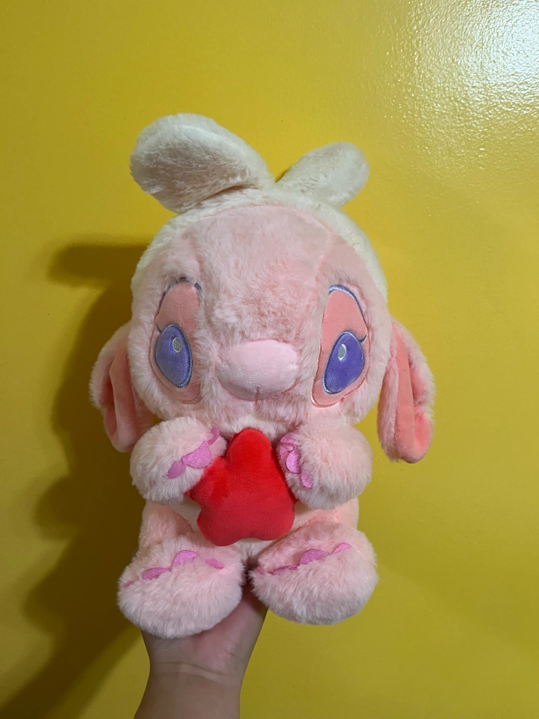 Pink Angel Plush with Red Heart