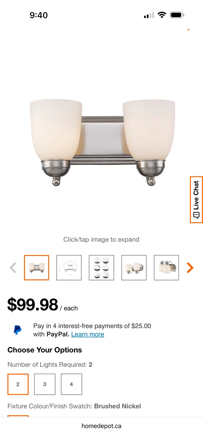 Brushed Nickel 2-Light Vanity Light Fixture - photo 5