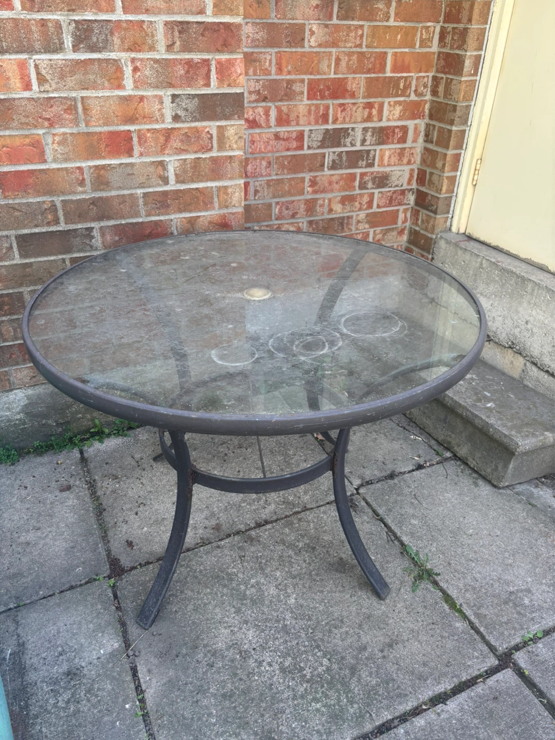 Glass Top Patio Table with Metal Base - photo 2