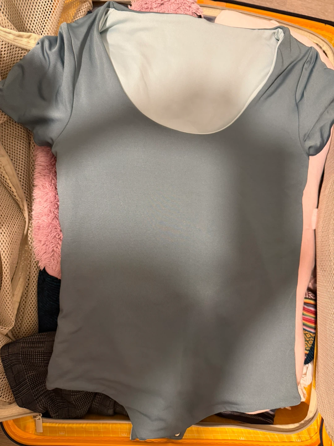 Light Blue Scoop Neck Short Sleeve Top