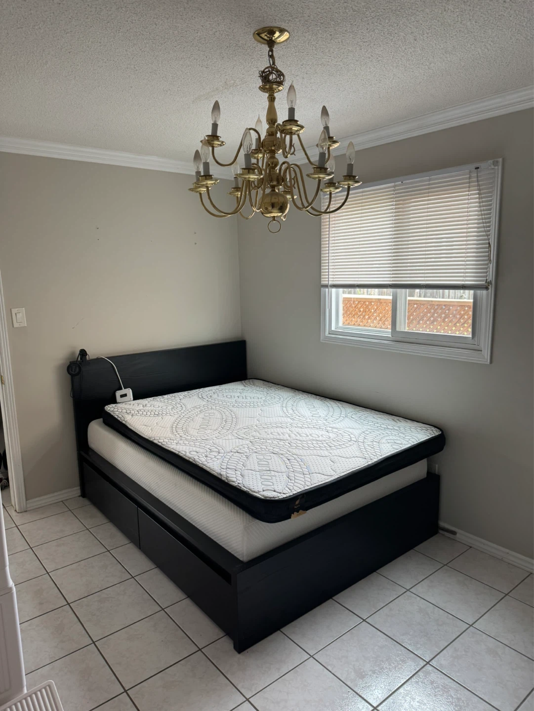 Black Platform Bed with Drawers and Mattress