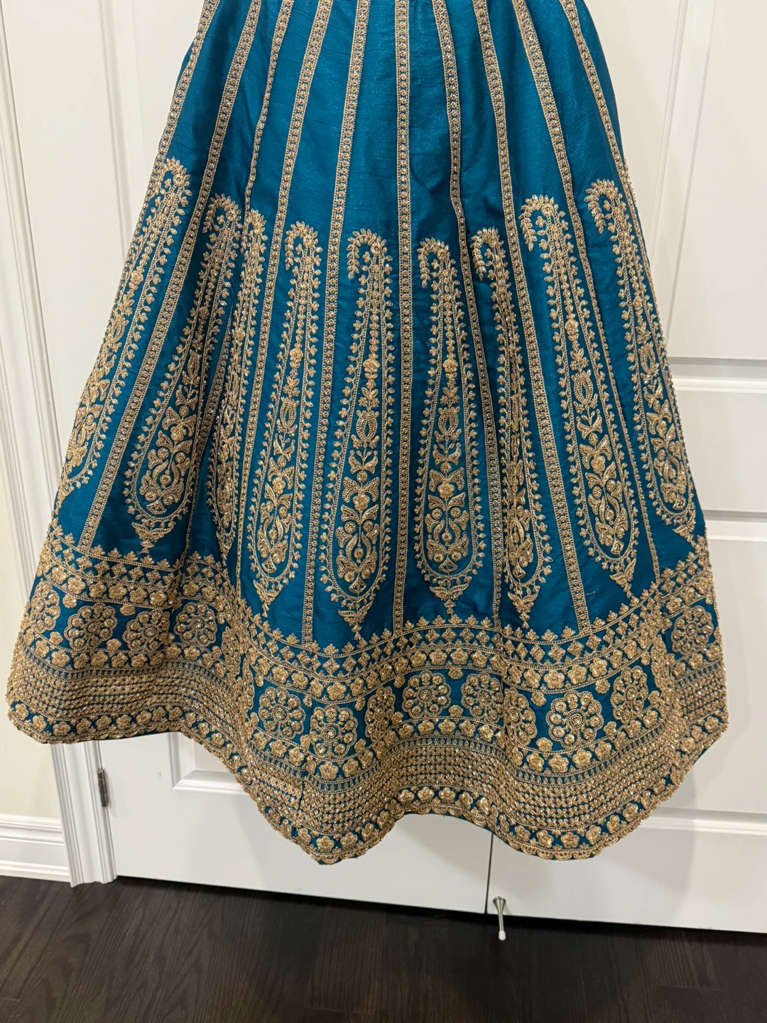 Teal Embroidered Lehenga Choli with Dupatta - photo 5