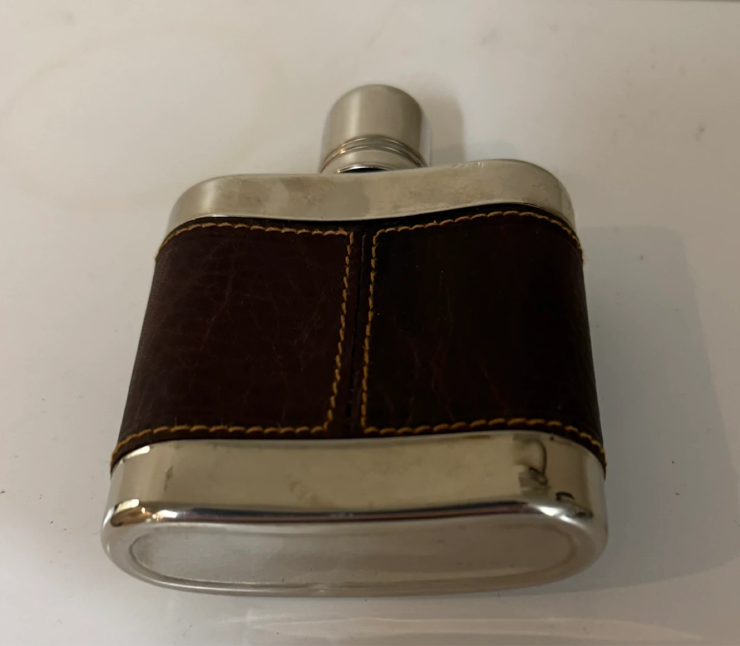 Stainless Steel Hip Flask with Leather Wrap - photo 3