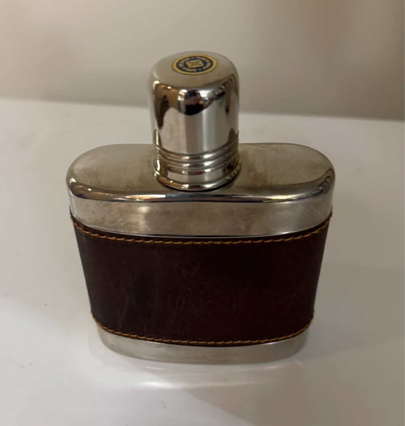 Stainless Steel Hip Flask with Leather Wrap