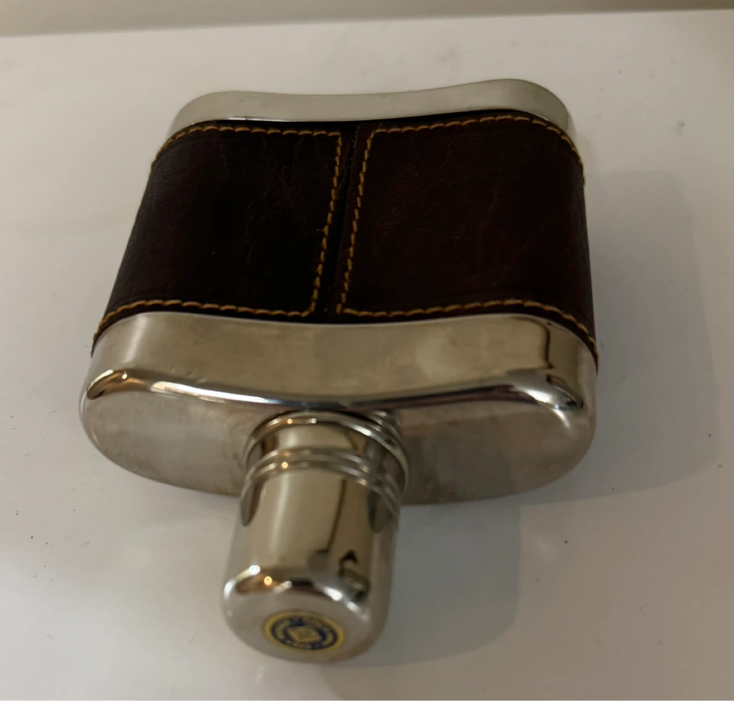 Stainless Steel Hip Flask with Leather Wrap - photo 4