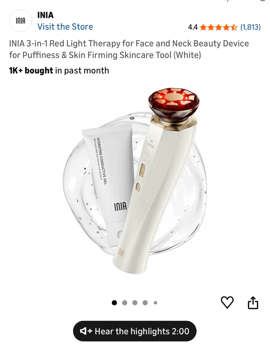 INIA Flare 3-in-1 Red Light Therapy Face and Neck Beauty Device - photo 3