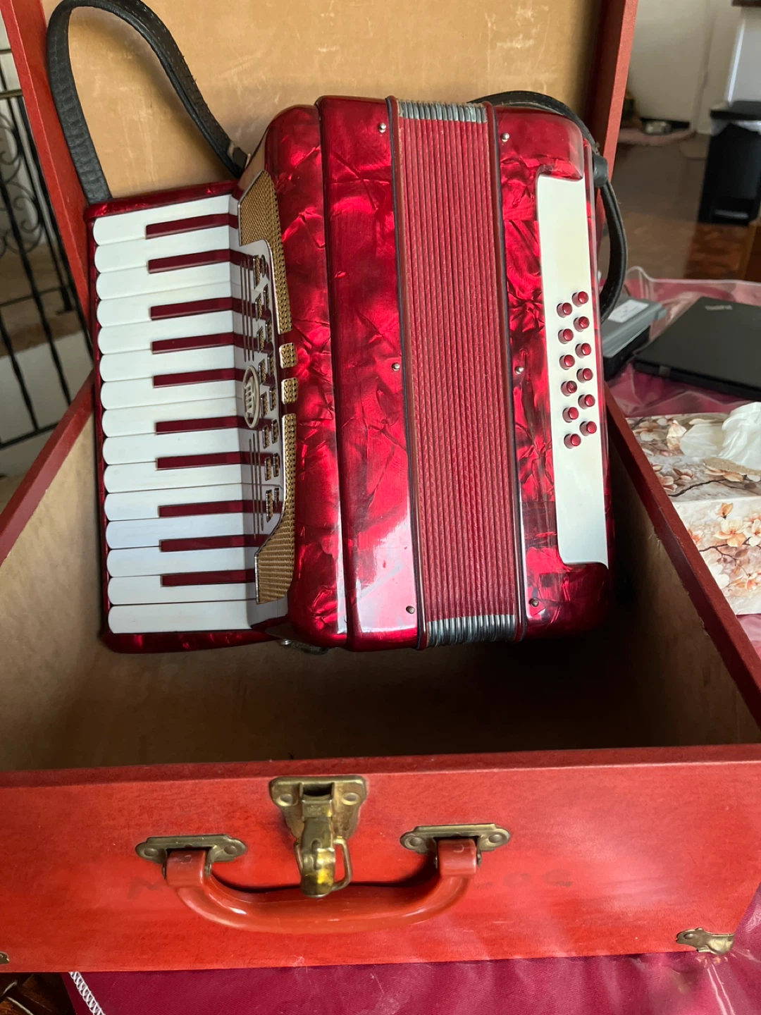 Red Accordion with Case - photo 2