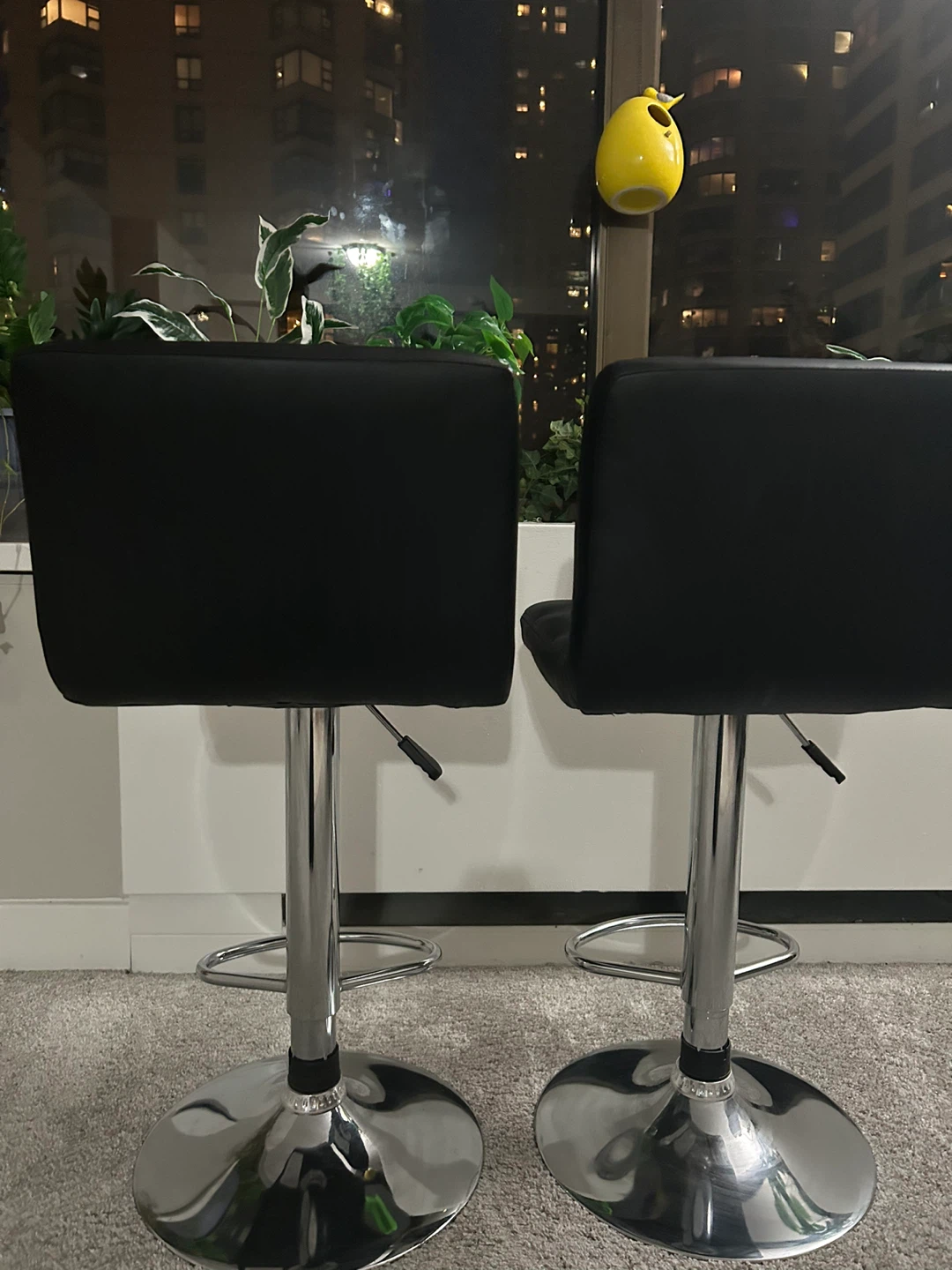 Black Faux Leather Bar Stools - Set of 2 - photo 2