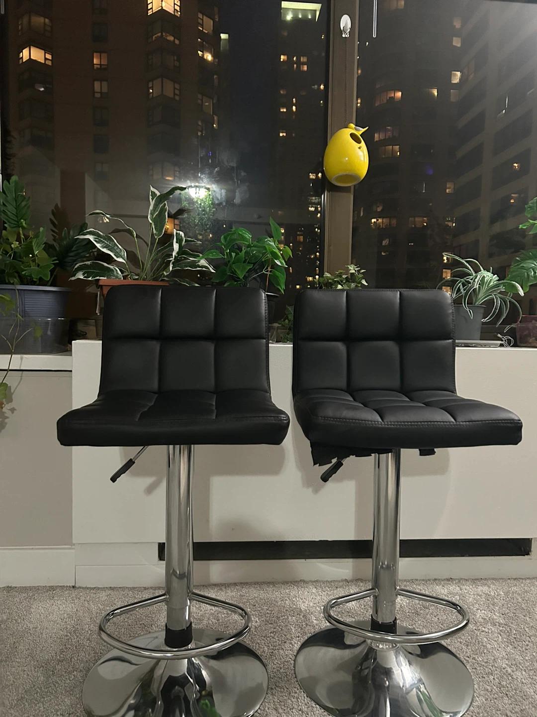 Black Faux Leather Bar Stools - Set of 2