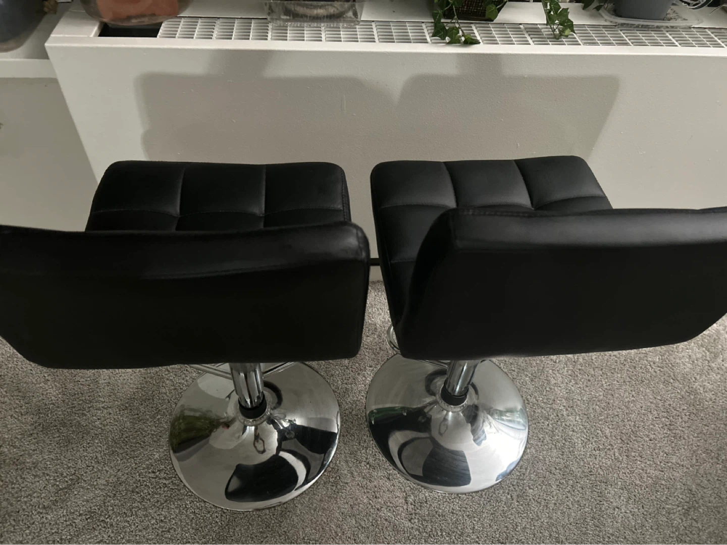 Black Faux Leather Bar Stools - Set of 2 - photo 3
