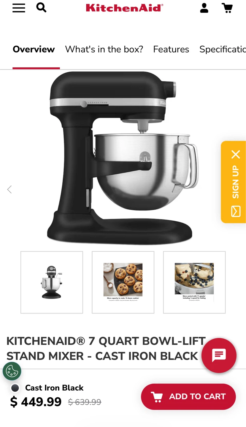 KitchenAid 7 Quart Mixer - Cast Iron Black - photo 2