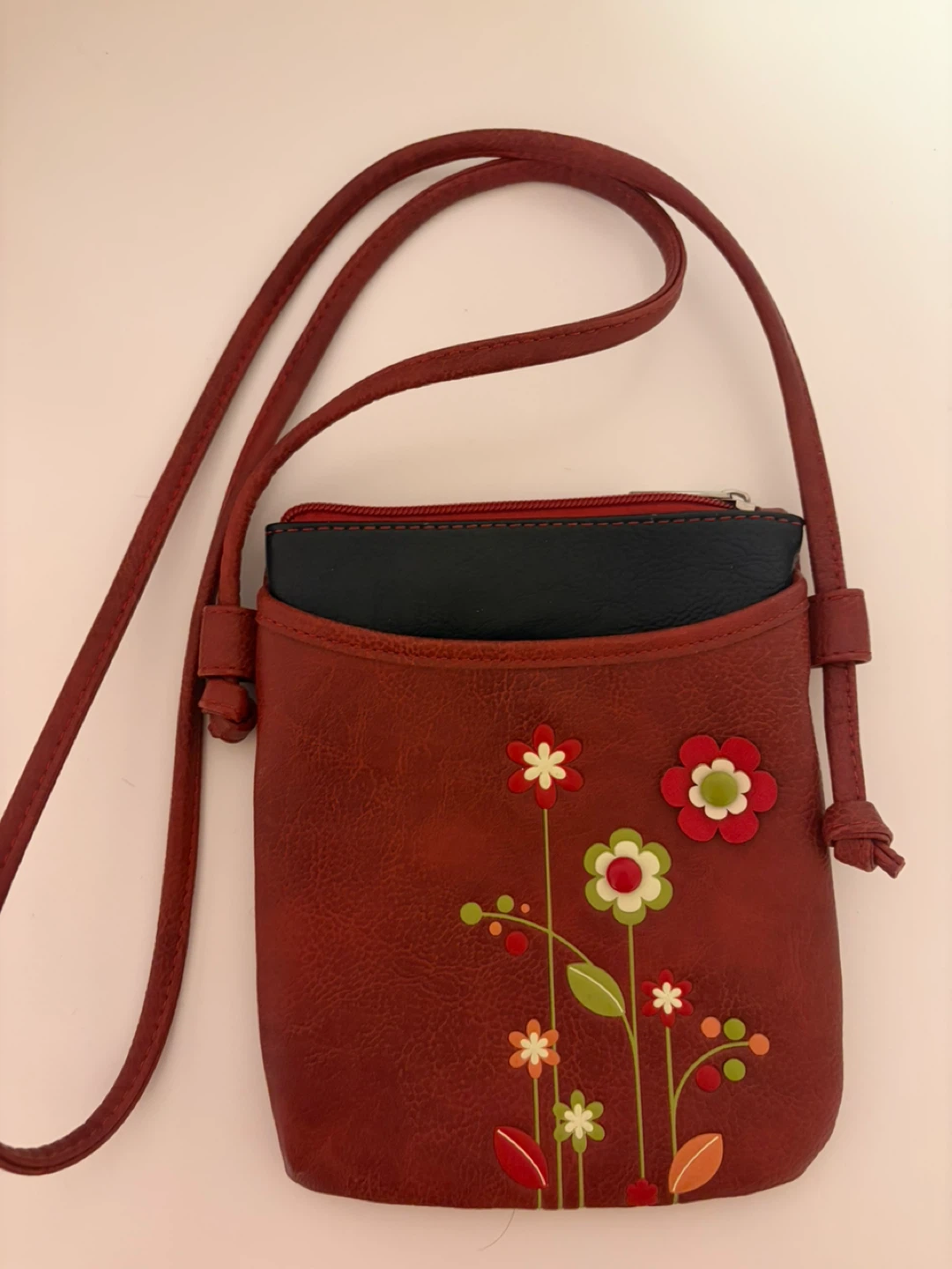 Adsa Red Floral Crossbody Bag
