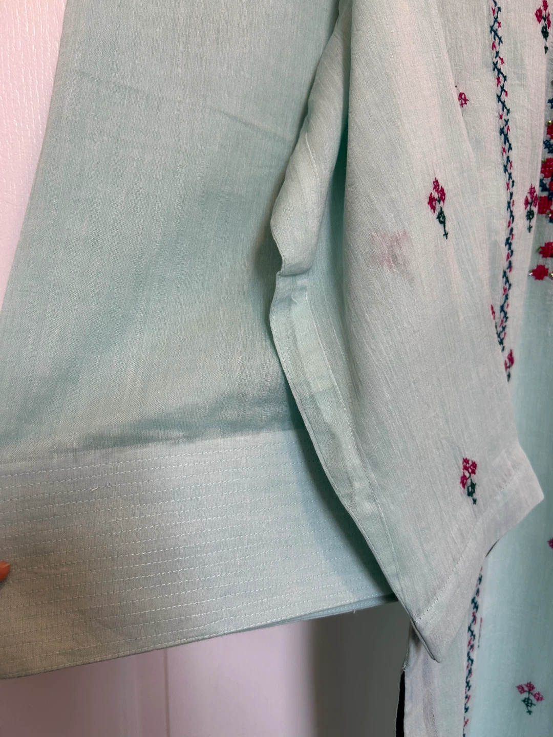 Sky blue Cross Stitch Embroidered 3 pcs dress - photo 3