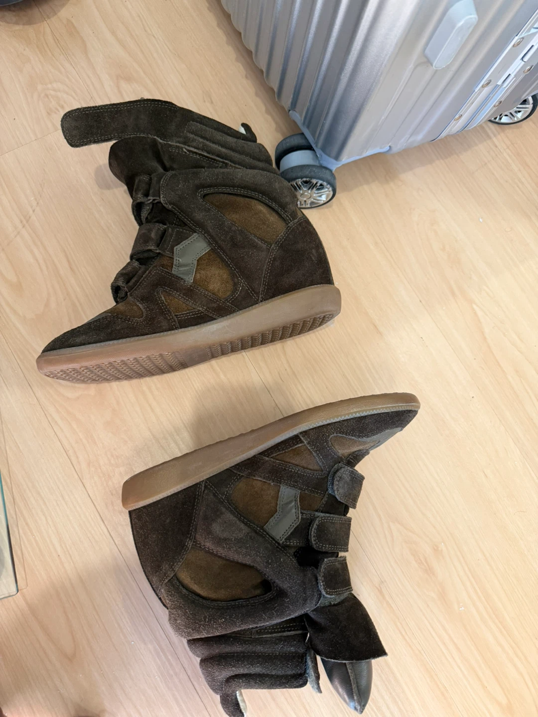 Isabel Marant Brown Suede Wedge Sneakers - photo 2