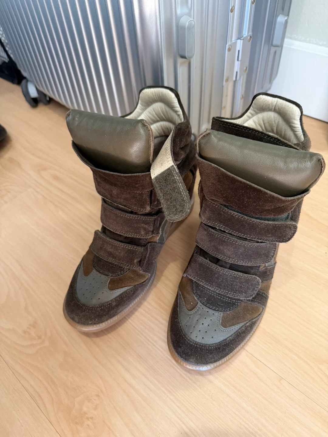 Isabel Marant Brown Suede Wedge Sneakers