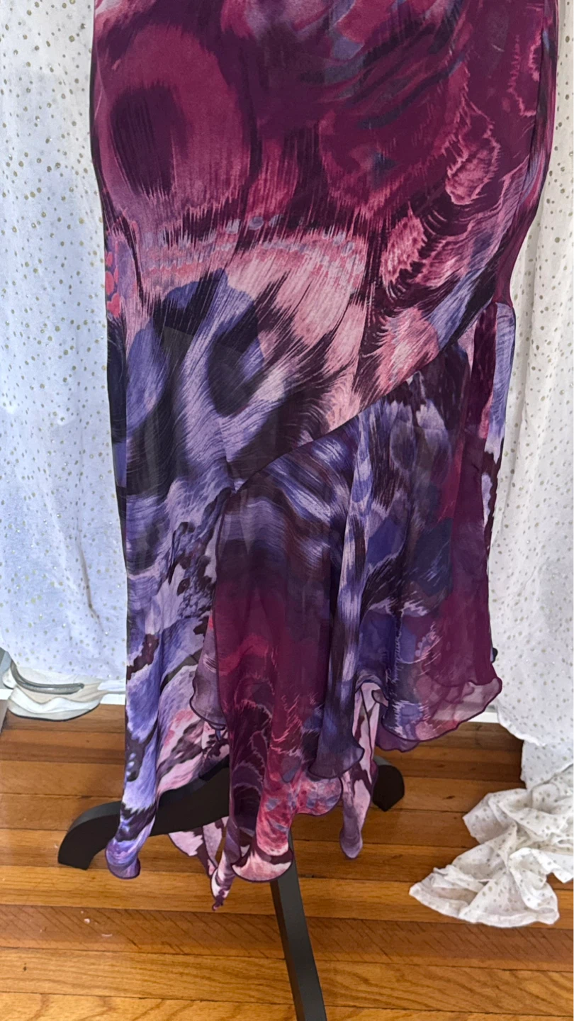 Purple Abstract Print Sheer Dress - photo 4