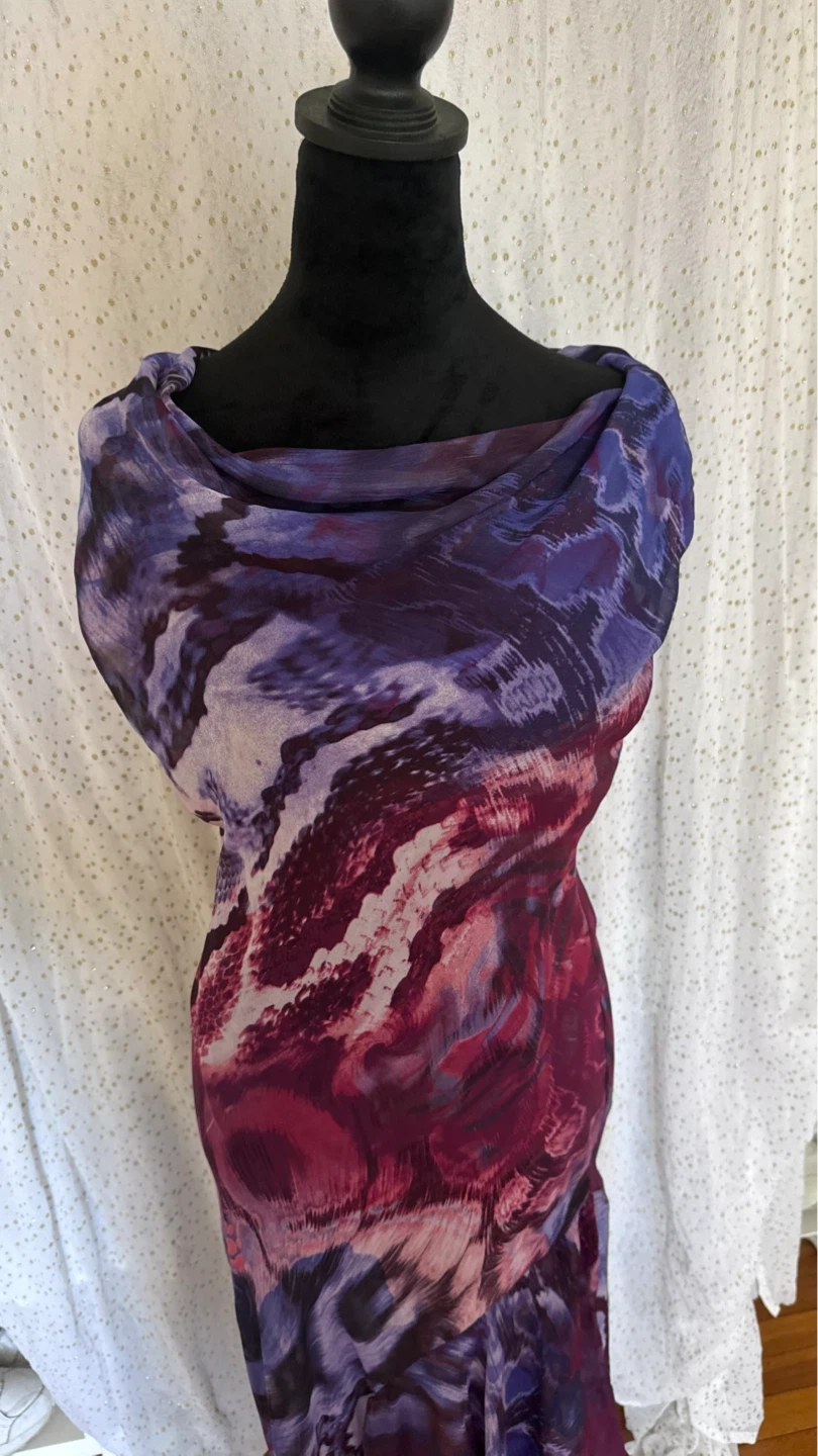 Purple Abstract Print Sheer Dress - photo 5