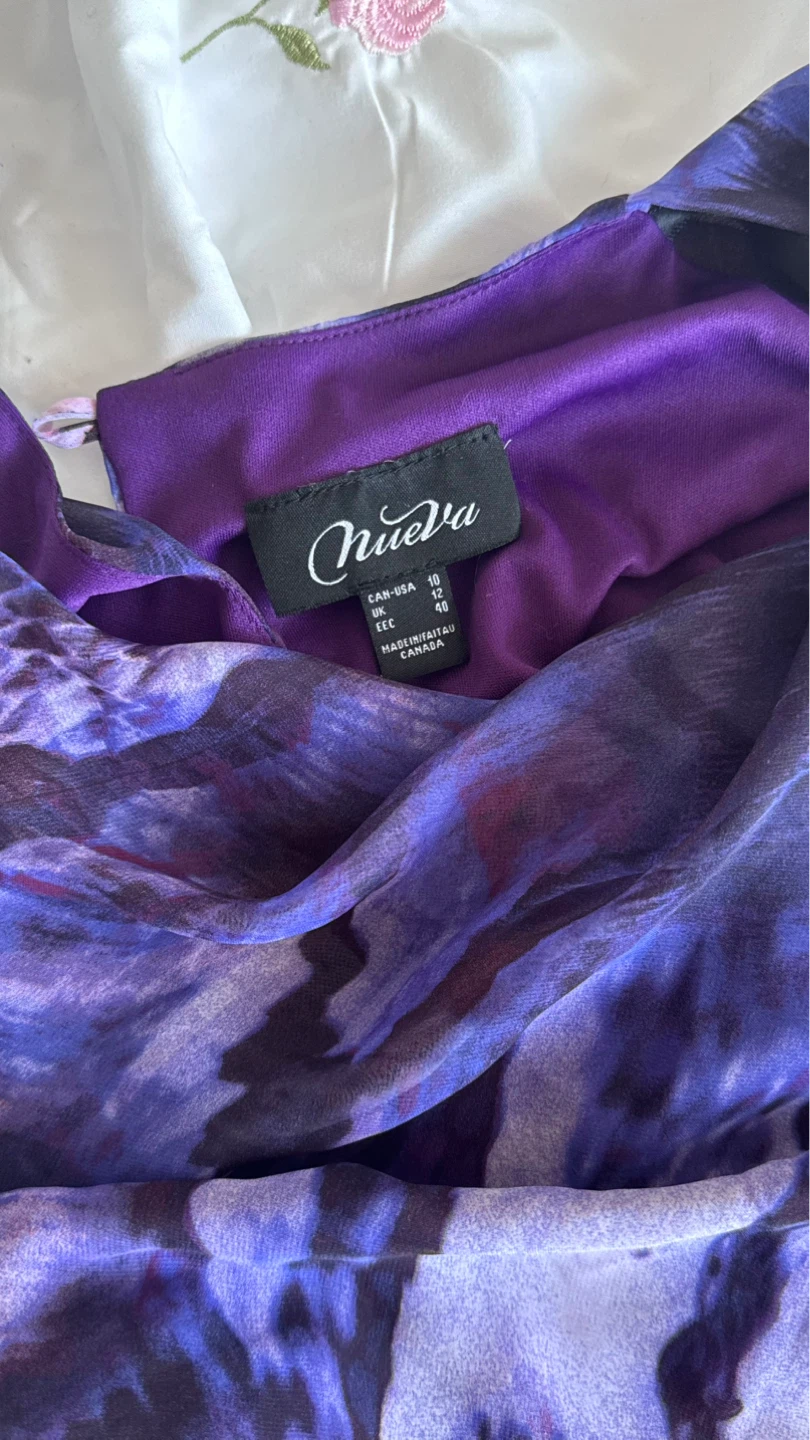 Purple Abstract Print Sheer Dress - photo 3