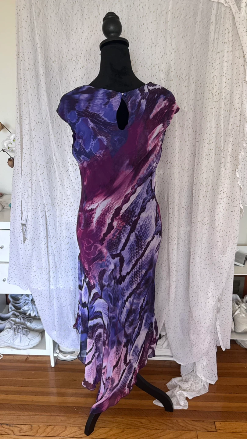 Purple Abstract Print Sheer Dress - photo 2