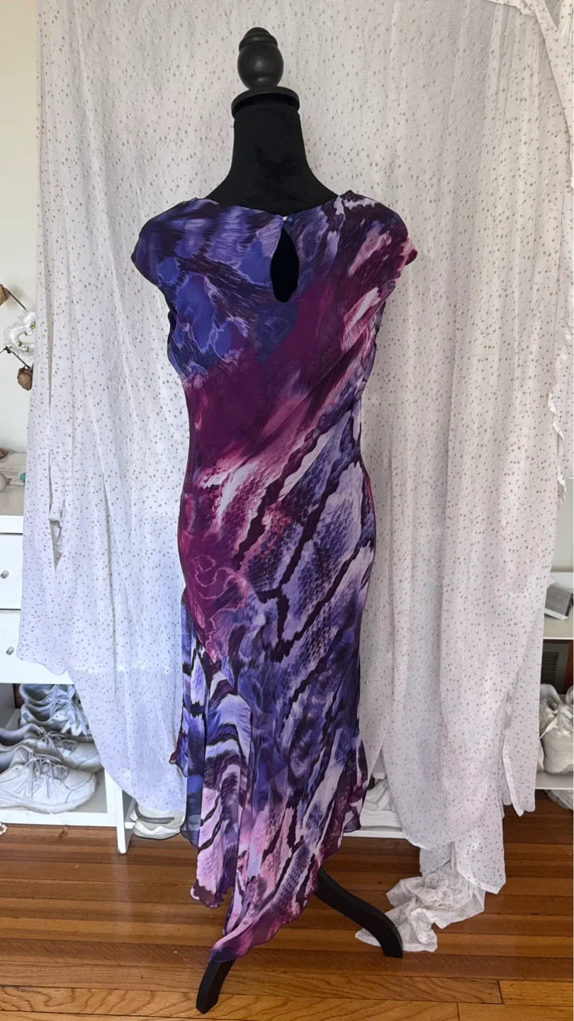 Purple Abstract Print Sheer Dress - photo 2