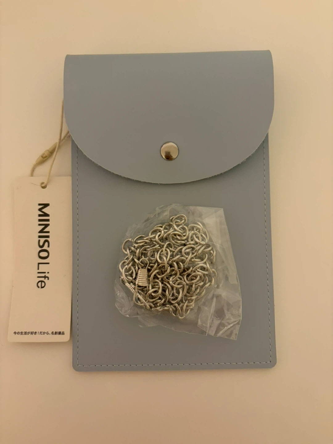 MINISO Life Blue Faux Leather Clutch with Chain