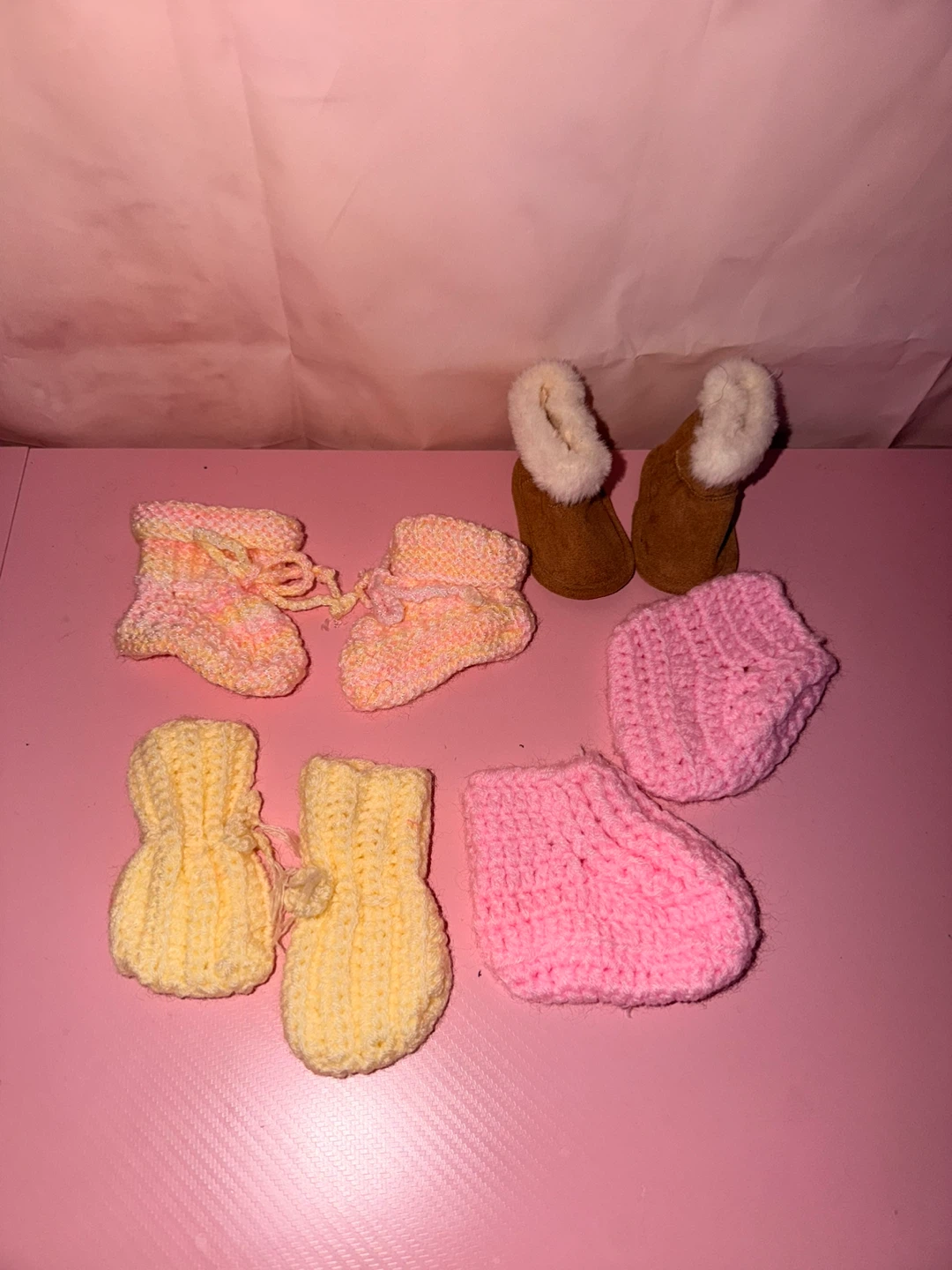 Baby Booties Lot (Pink, Yellow, Brown) - photo 2