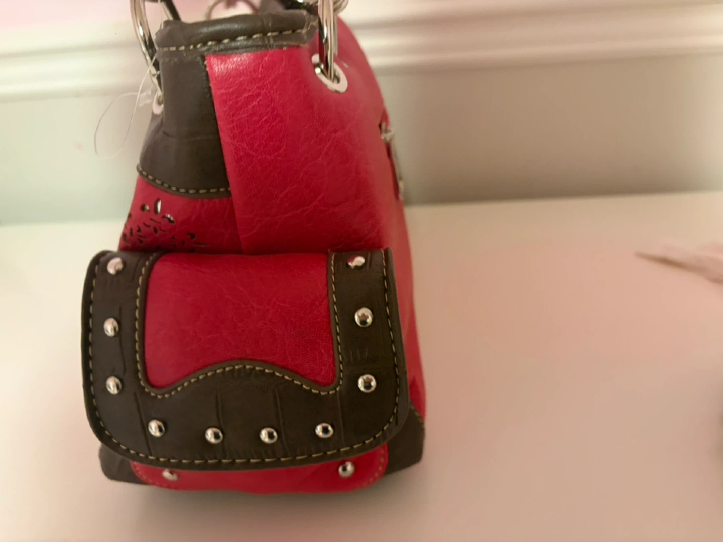 Red and Brown Western Style Handbag with Guns - photo 3