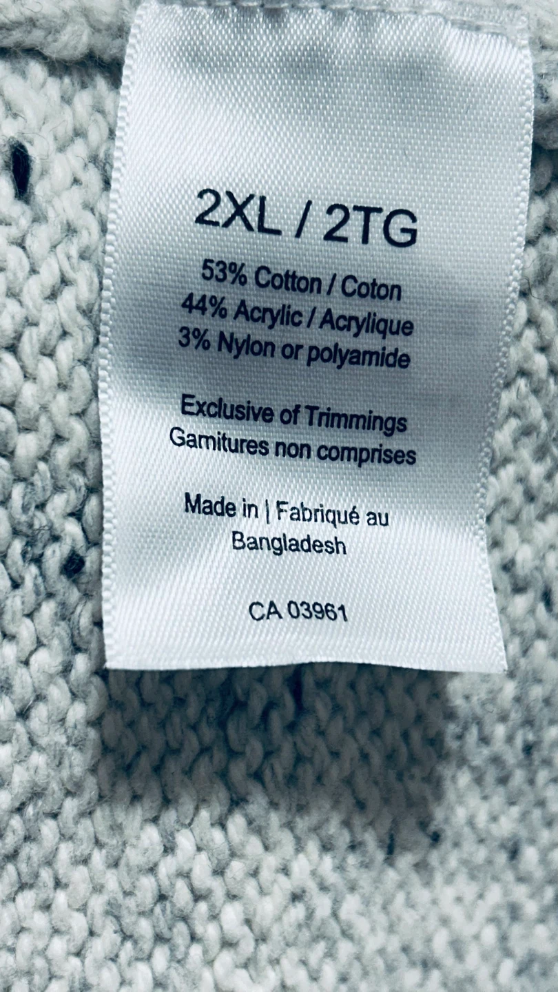 WindRiver Men’s Shawl Collar Sweater – 2XL – Light Grey - photo 3