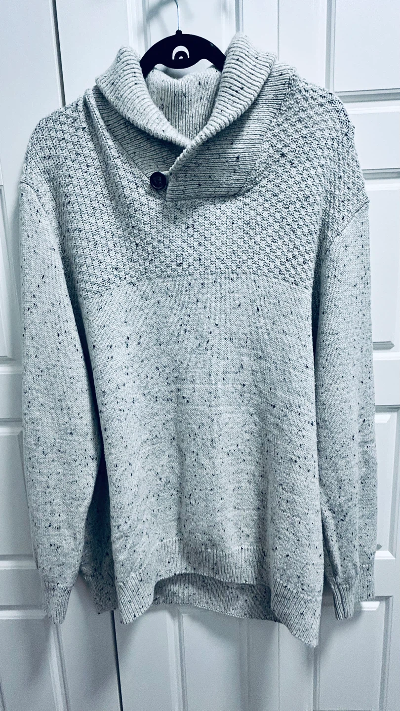 WindRiver Men’s Shawl Collar Sweater – 2XL – Light Grey