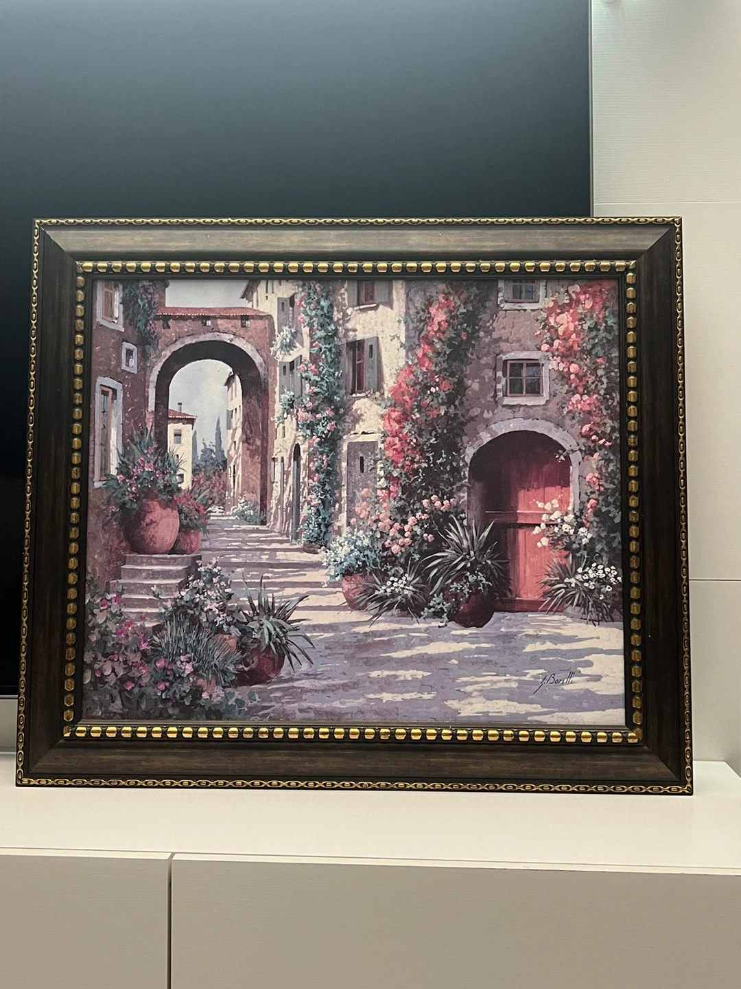 Guido Borelli "Italian Courtyard" Framed Wall Art Print