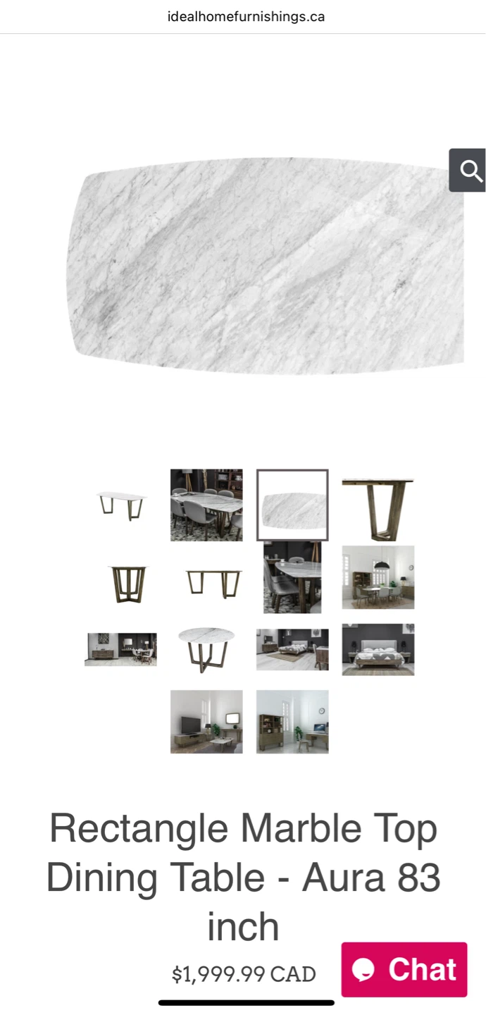 Rectangle Marble Top Dining Table - Aura 83 inch - photo 2