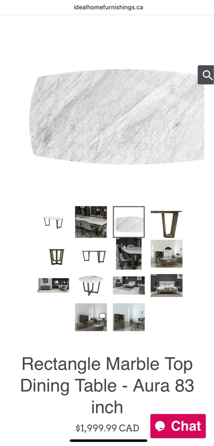 Rectangle Marble Top Dining Table - Aura 83 inch - photo 2