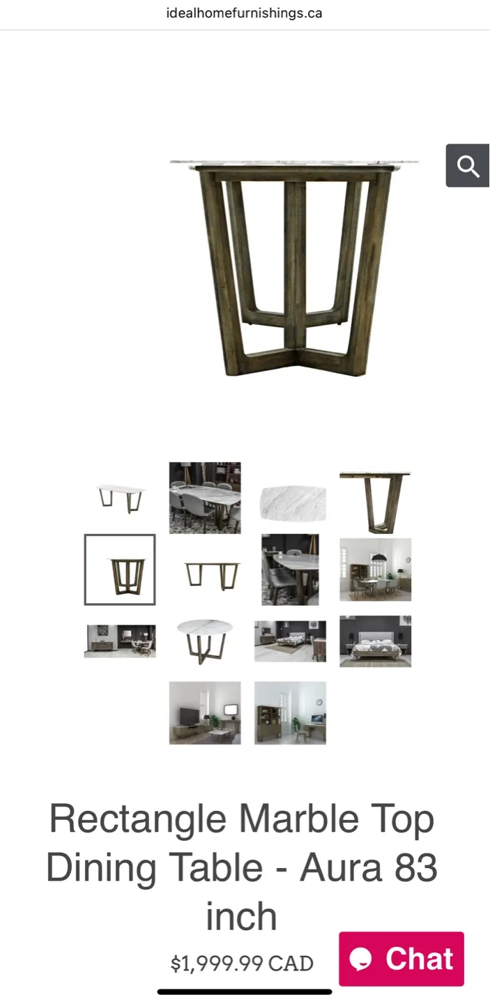 Rectangle Marble Top Dining Table - Aura 83 inch - photo 3