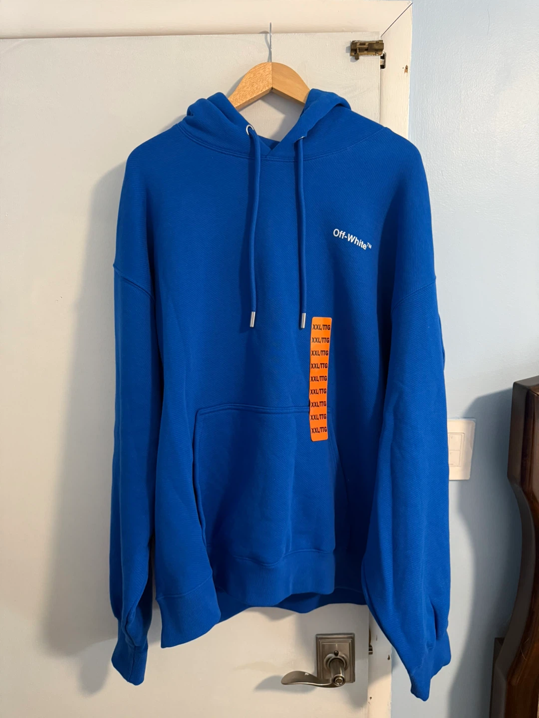 Off-White Exclusive Men's Pullover Oversize Hoodie Blue Size XXL - photo 3