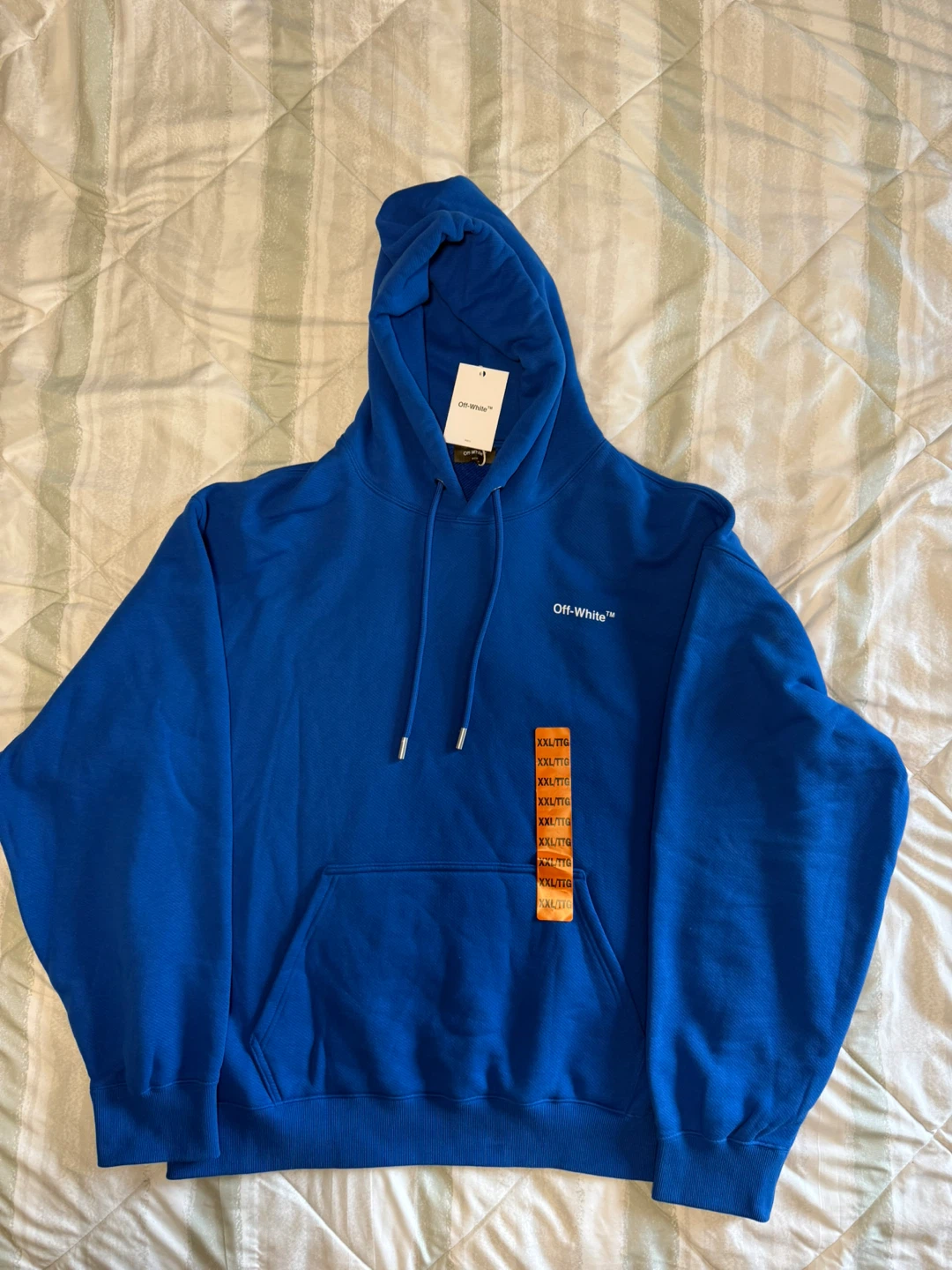 Off-White Exclusive Men's Pullover Oversize Hoodie Blue Size XXL - photo 5