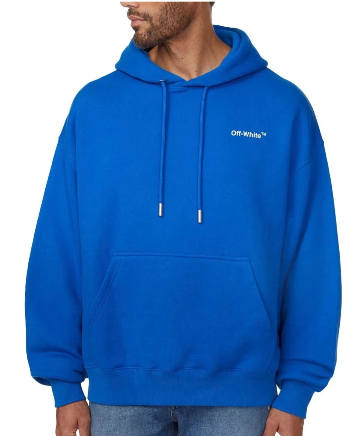 Off-White Exclusive Men's Pullover Oversize Hoodie Blue Size XXL