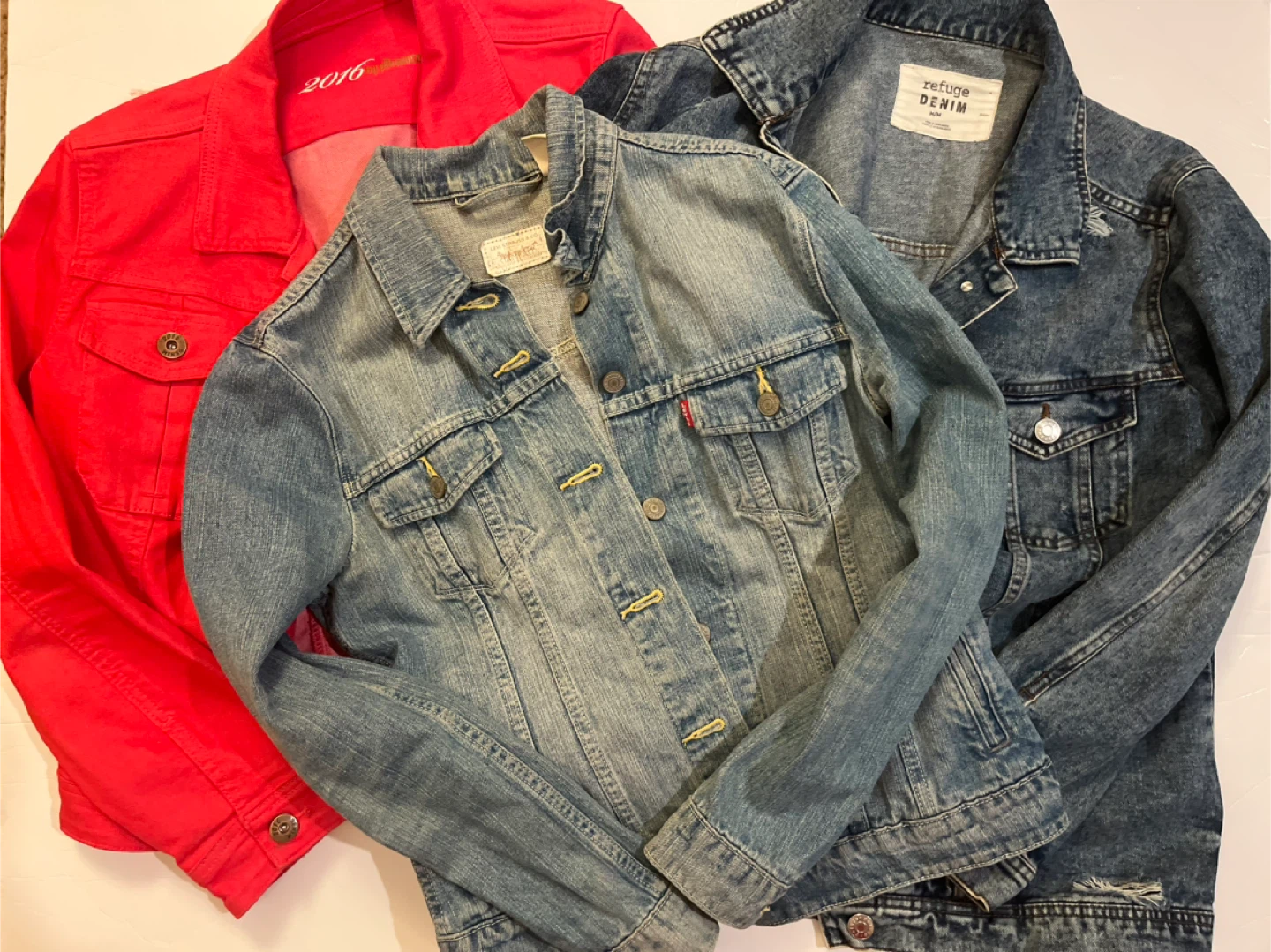 Bundle of 3 Denim Jackets - Levi's, Refuge Denim, Red