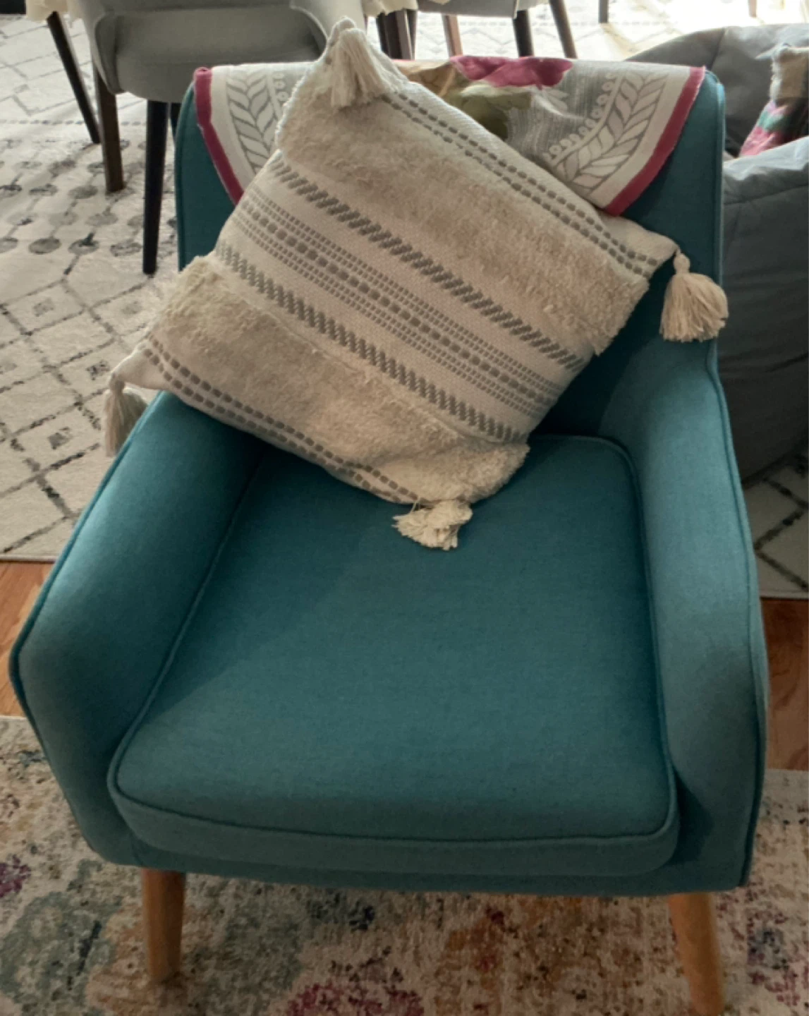 Teal Accent Chair set with pillows (2 in no)