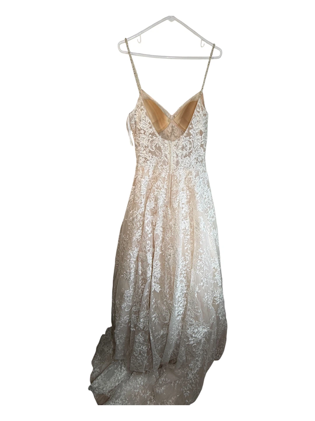 White Lace Wedding Dress with Spaghetti Straps - photo 5
