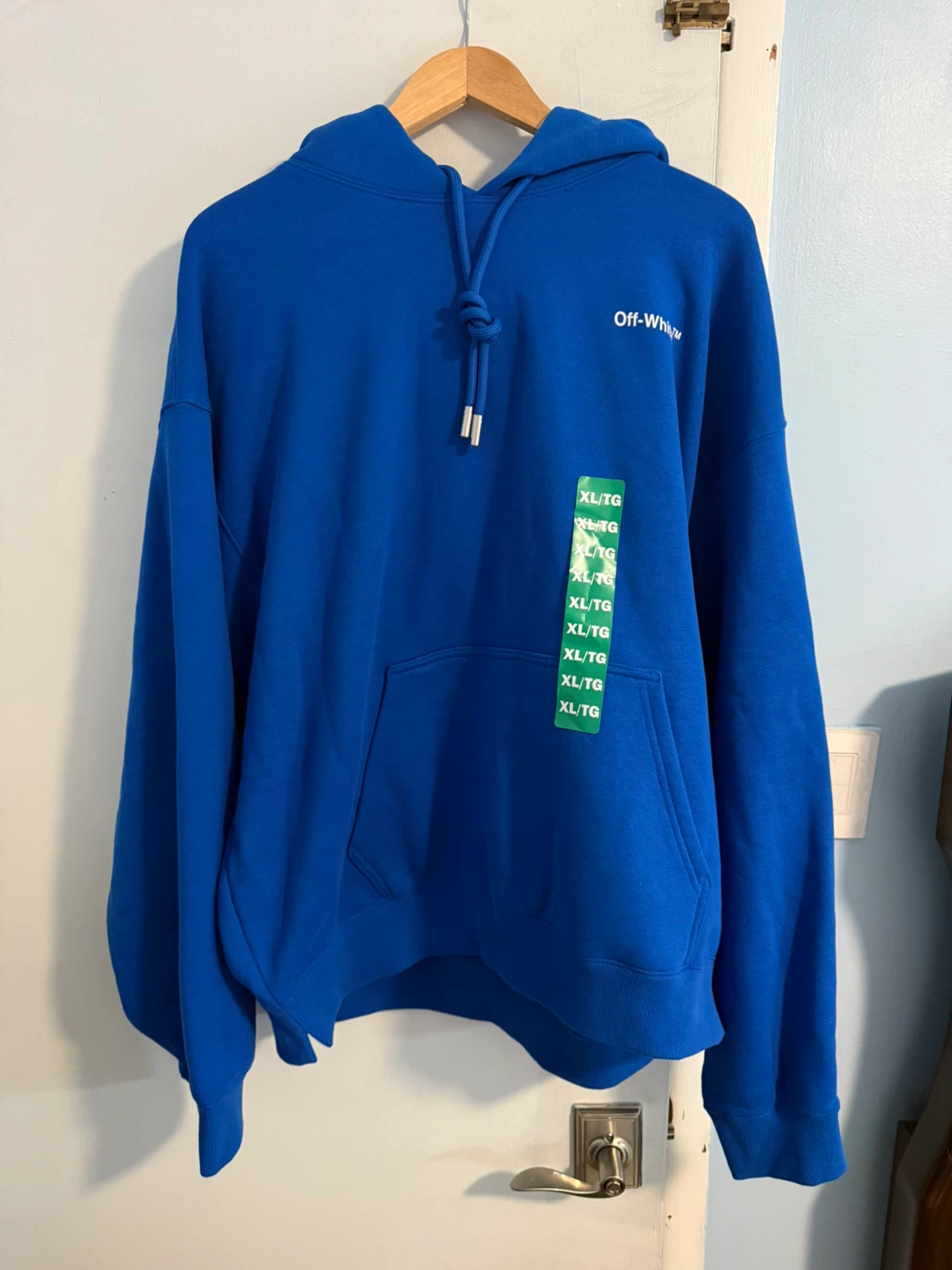 Off-White Exclusive Men's Pullover Oversize Hoodie Blue Size XL - photo 4