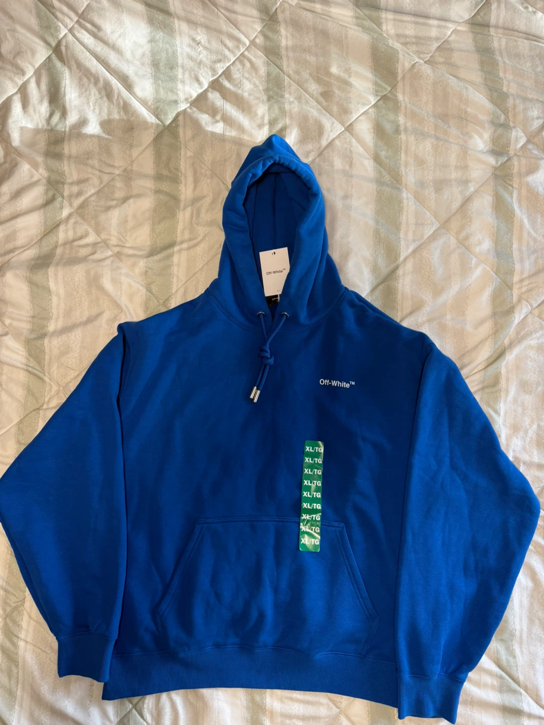 Off-White Exclusive Men's Pullover Oversize Hoodie Blue Size XL