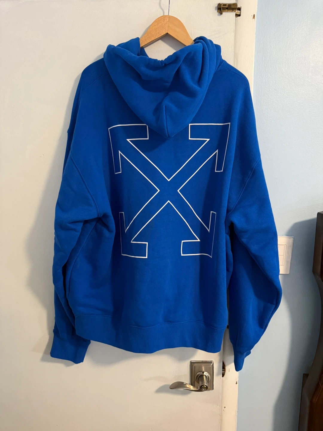 Off-White Exclusive Men's Pullover Oversize Hoodie Blue Size XL - photo 5