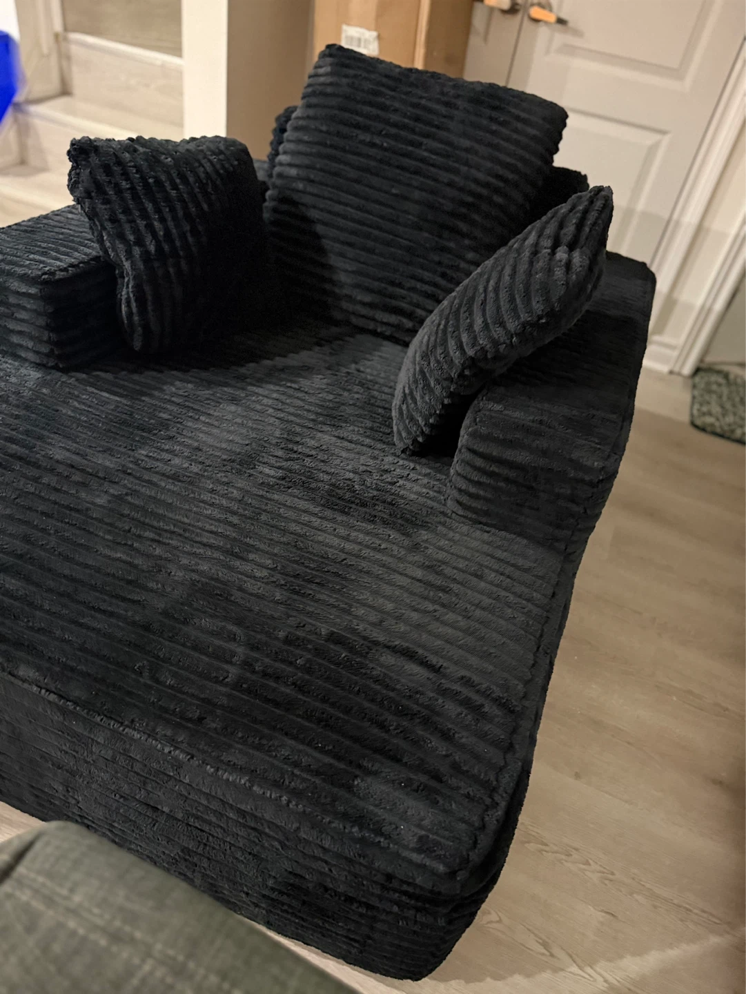 Black Corduroy Sofa Bed with Pillows - photo 2