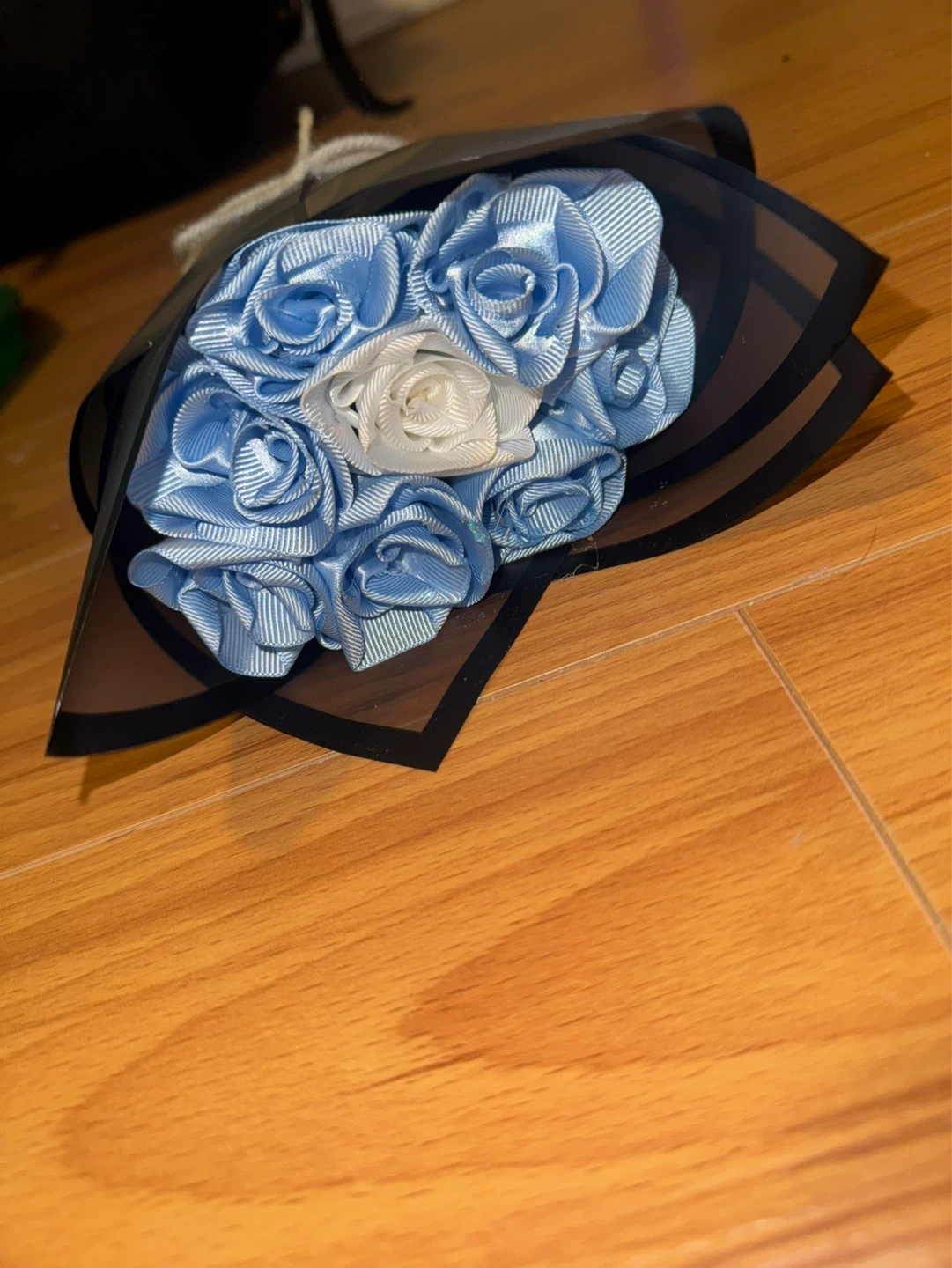 Blue and White Ribbon Rose Bouquet - photo 2