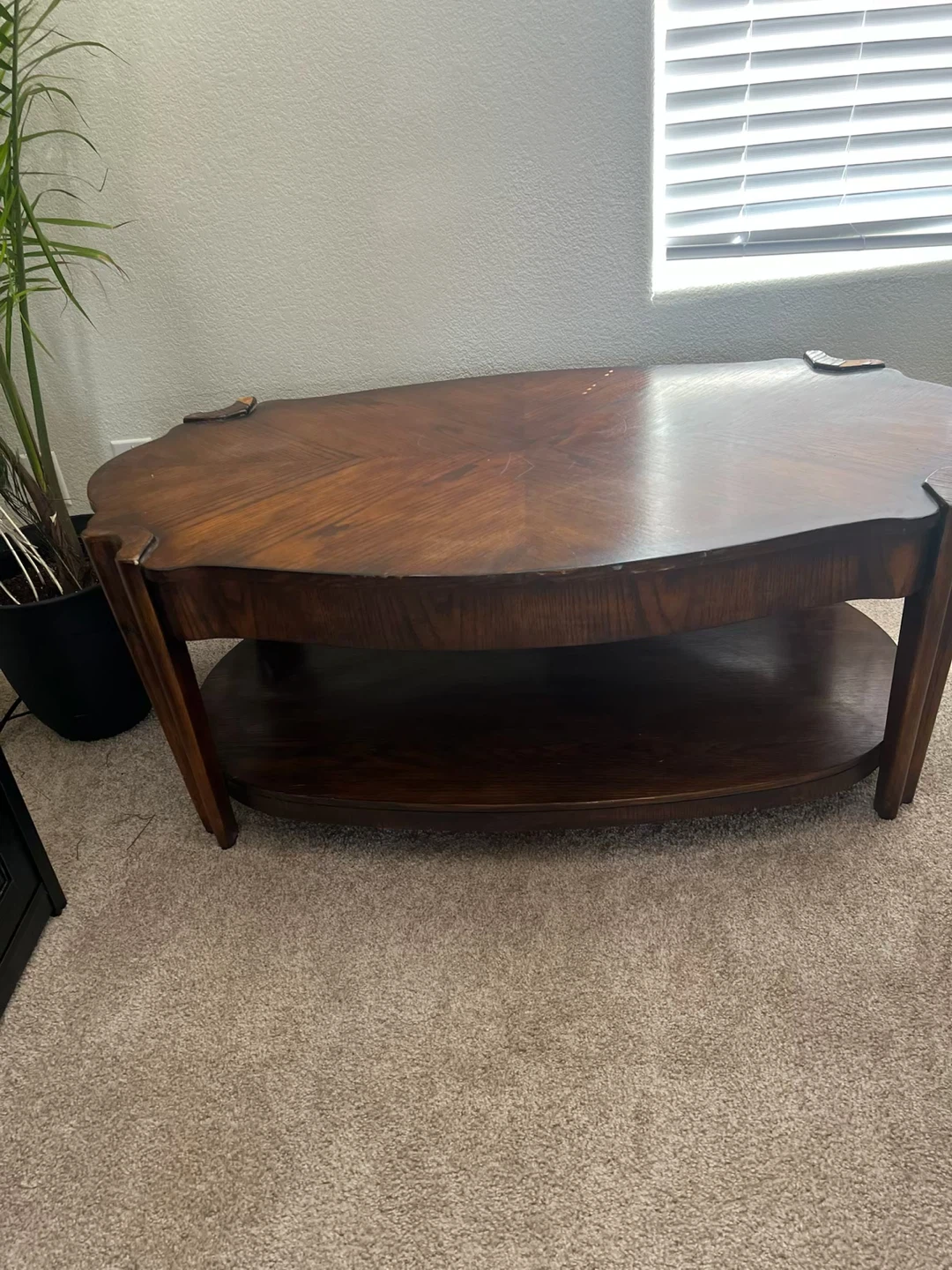 Vintage Wood Coffee Table with Lower Shelf