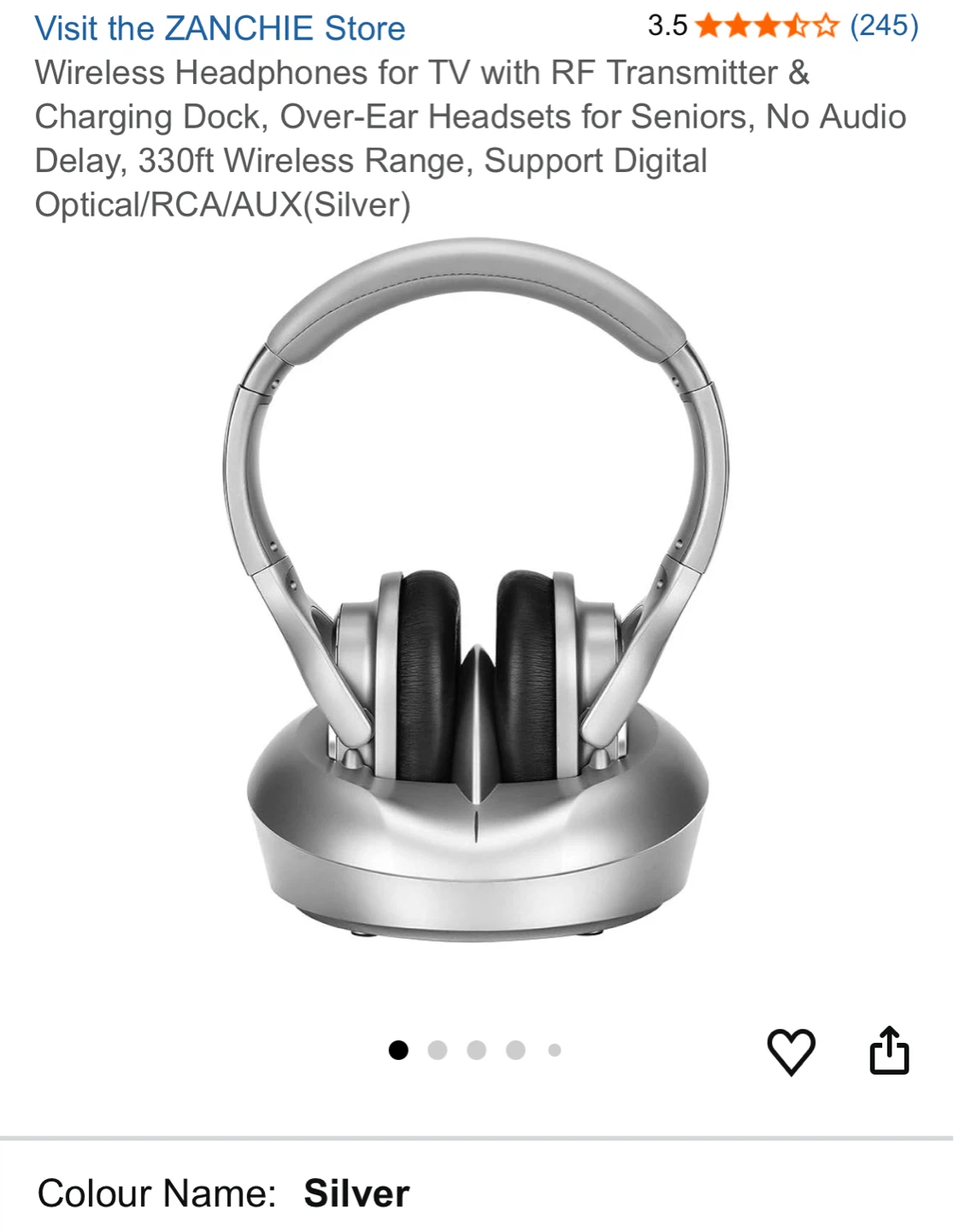 Zanchie YH998 Wireless  RF Transmitter & Charging Dock - Silver